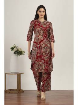 Rangriti - Red Viscose Polyester Viscose Rayon Kurta and Palazzo