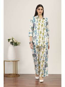 Rangriti - White Cotton Blend Cotton Flex Co-ord Set