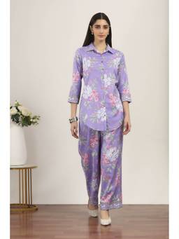Rangriti - Purple Cotton Blend Cotton Flex Co-ord Set