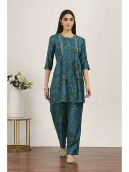 Rangriti - Green Viscose Polyester Viscose Rayon Kurta and Palazzo