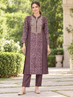 Nayam by lakshita - Purple Viscose Rayon Printed Kurta and Pant