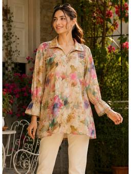 Nayam by lakshita - Beige Women Printed Rayon Kurti
