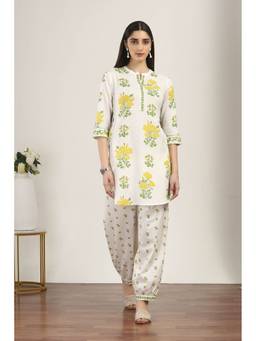 Rangriti - Yellow Cotton Blend Cotton Flex Kurta and Salwar