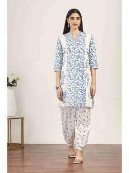 Rangriti - Blue Cotton Blend Cotton Flex Kurta and Salwar