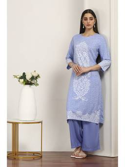 Rangriti - Blue Rayon Viscose Rayon Kurta and Palazzo