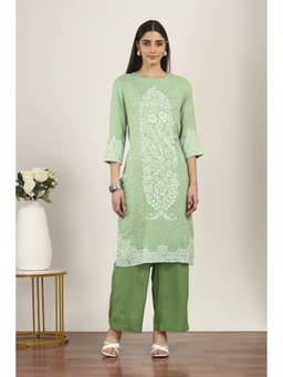 Rangriti - Green Viscose Rayon Kurta and Palazzo