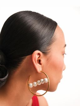 Anaash - White Roundabout Hoops Earrings