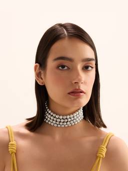 Anaash - Silver 10mm Silver Pearl Choker