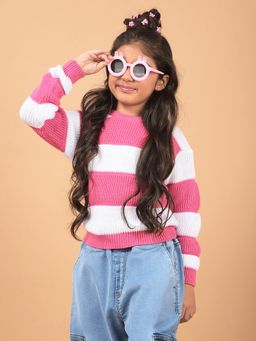 CRIMSOUNE CLUB - Girls Pink 100% Acrylic Sweater