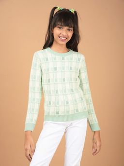 CRIMSOUNE CLUB - Girls Green Embellished Sweater