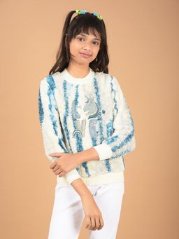 CRIMSOUNE CLUB - Girls Blue Graphic Print Sweatshirt