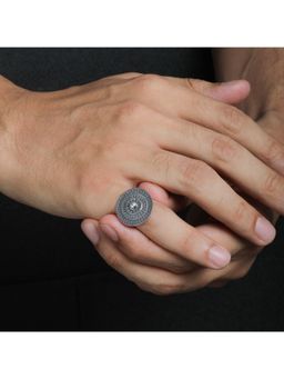 GIVA - Avni By Giva Oxidised Silver Chakra Ring For Mens