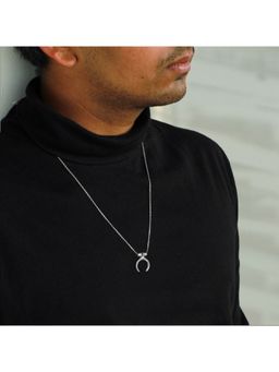 GIVA - Sterling Silver Crescent Pendant For Mens