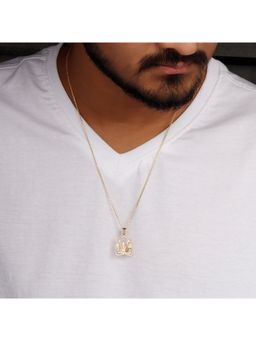GIVA - Sterling Silver Golden Gleaming Ganesha Pendant With Link Chain For Mens