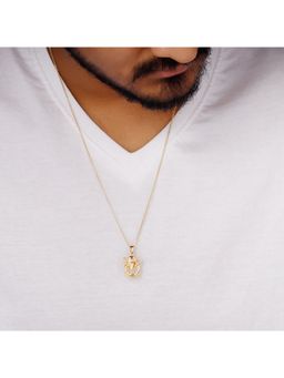 GIVA - Sterling Silver Golden Ganpati Pendant With Link Chain For Mens