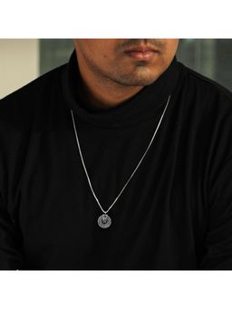 GIVA - Avni By Giva Oxidised Silver Zodiac Spin Pendant With Box Chain For Mens