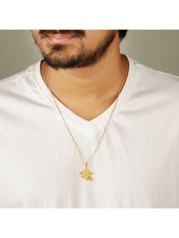 GIVA - Sterling Silver Golden Ganesha Head Pendant For Mens