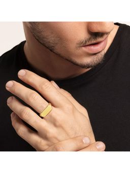 GIVA - Sterling Silver Golden Hexagon Ring For Mens
