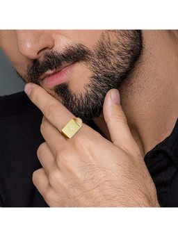 GIVA - Sterling Silver Golden Rose Star Ring For Mens