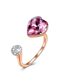 GIVA - Rose Gold Valentine Ring with Dual Swarovski Crystals (Free Size)