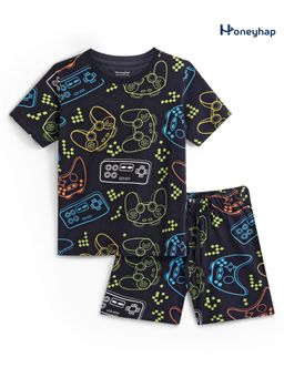 Honeyhap - Cotton Printed Half Sleeves T-Shirt and Shorts