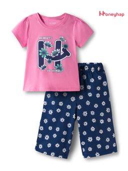 Honeyhap - Cotton Half Sleeves T-Shirt and Pyjama