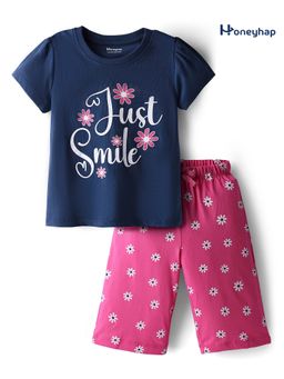 Honeyhap - Cotton Half Sleeves T-Shirt and Pyjama