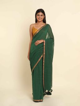Suta - Green Stripes Cotton Blend Saree