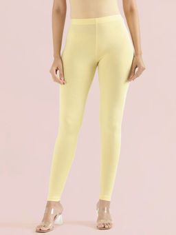 Go Colors - Women Cotton Stretch Churidar Yellow Leggings