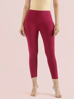 Go Colors - Women Cotton Stretch Cropped Pink Leggings
