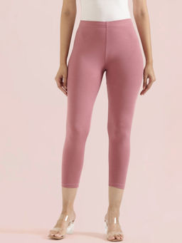 Go Colors - Women Cotton Stretch Cropped Mauve Leggings