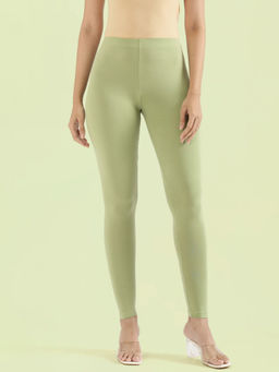 Go Colors - Women Cotton Stretch Ankle Length Green Leggings