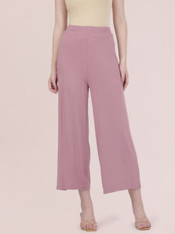 Go Colors - Women Soft Viscose Full Length Knit Mauve Palazzo