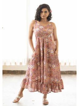 Maitri Jaipur - Dust Pink Sanganeri Print Dress