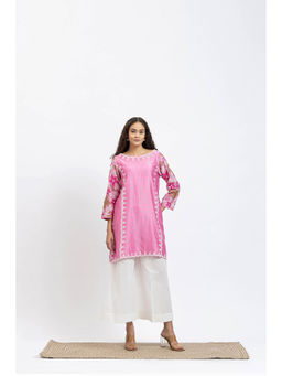 SMRITI GUPTA - Pink Chanderi Embroidered Kurta with Palazzo