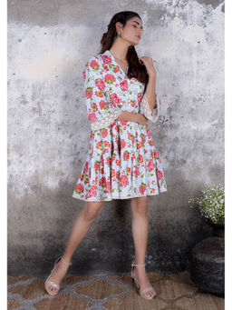 Maitri Jaipur - Baby Blue Floral Print Short Dress
