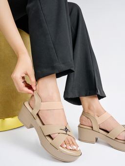 Shoetopia - Elegant Beige Heeled Sandals For Girls