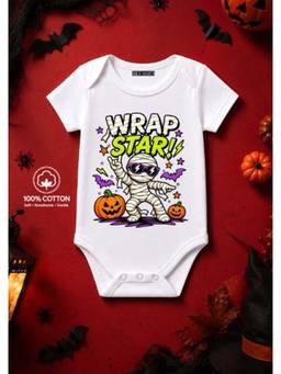 BLUSHES - Knit Wrap Star Half Sleeves Printed Onesies-White