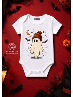 BLUSHES - Knit Boo Half Sleeves Printed Onesies-White