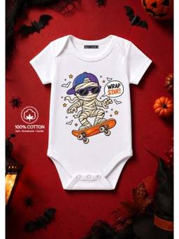 BLUSHES - Knit Wrap Star Half Sleeves Printed Onesies-White