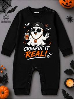 BLUSHES - Knit Creepin It Real Printed Romper-Black