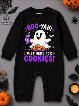 BLUSHES - Knit Boo Yah! Printed Romper-Black