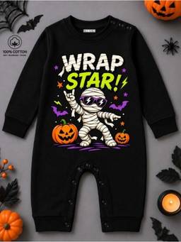 BLUSHES - Knit Wrap Star Printed Romper-Black