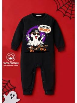 BLUSHES - Knit Lets Get Spooky Printed Romper-Black