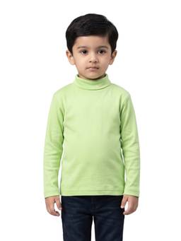 Pranava - Kids Light Green Solid High Neck Full Sleeve T-Shirt