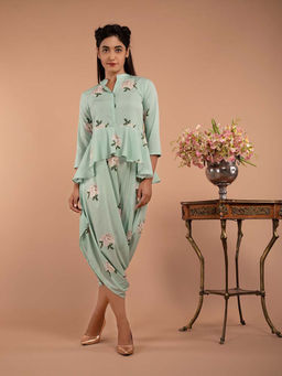 Pasha India - Adriatic Mist Peplum Dhoti Jumpsuit