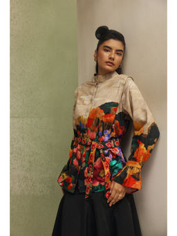 NOIB - Women Beige Cotton Floral Tops