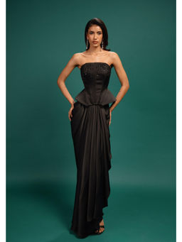 Style Junkiie - Ebony Draped Satin Skirt