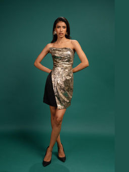 Style Junkiie - Ebony Metal Satin Corset Dress