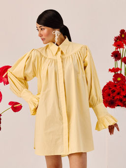 TheRealB - Yellow Oversized Cotton Shirt Dress